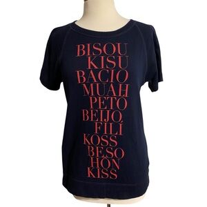 J.Crew Factory navy kiss short sleeve sweat shirt
